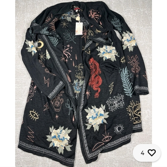 Johnny Was Black Sweater with Multicolor Embroidery - Picture 5 of 15